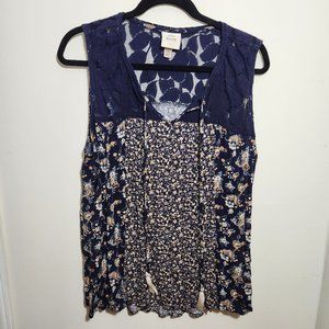Knox Rose (Target) - Sleeveless Boho Blouse - Navy Floral - XXL